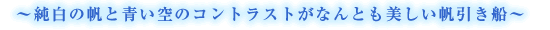 ～純白の帆と青い空のコントラストがなんとも美しい帆引き船～